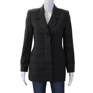 Mira Women Classic Striped Black Collared Button Blazer Long Sleeve Size 4
